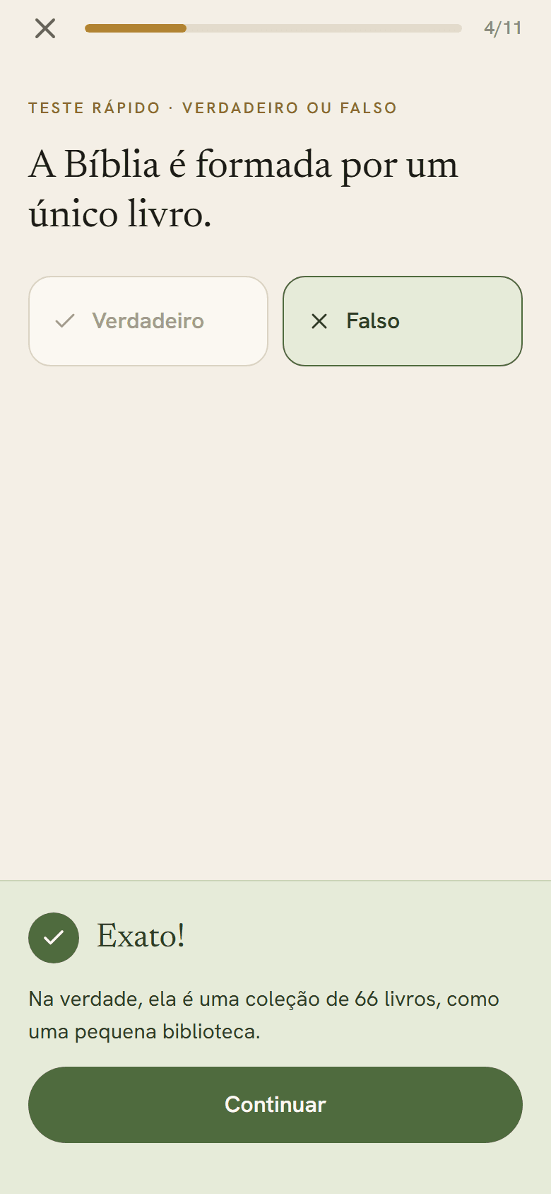 Feedback de resposta certa