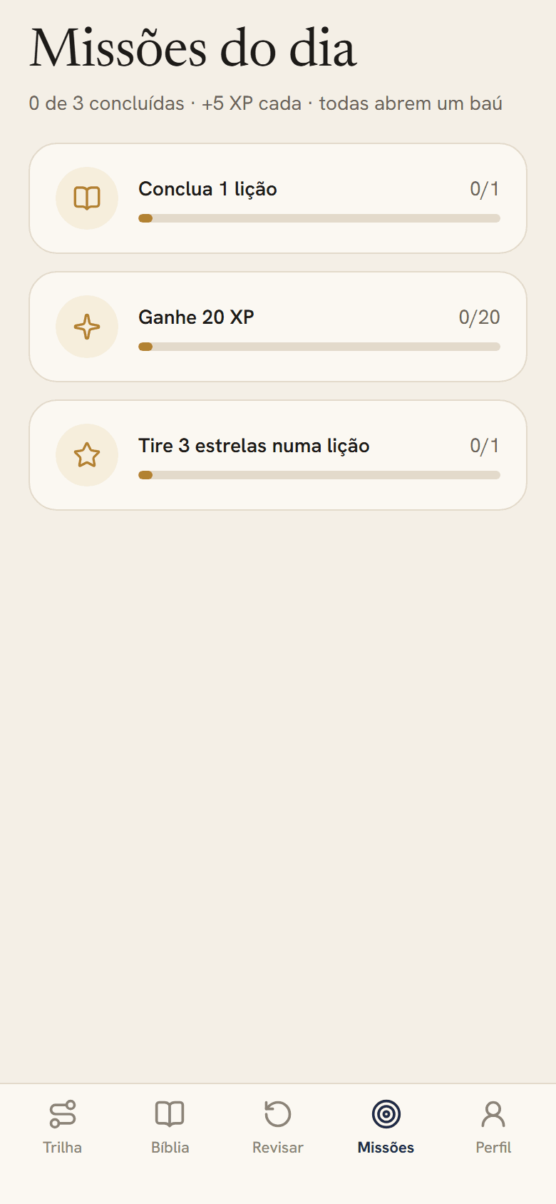 Missões do dia